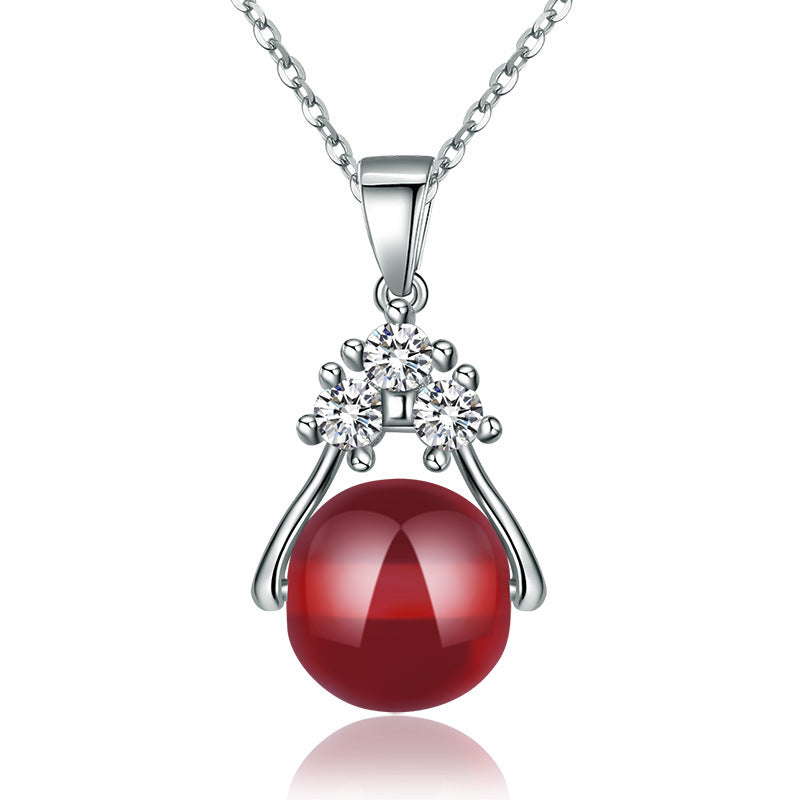 Damen Halskette mit rosa Quarz-Anhänger und funkelndem Zirkonia-Besatz Shop Nory