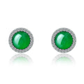 Damenohrringe mit leuchtendem jadegrünem Stein und glitzerndem Zirkonia-Rahmen Shop Nory