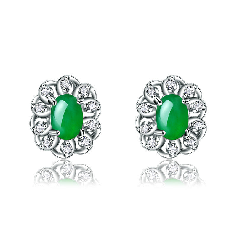 Damen Ohrstecker mit hochwertigem Jade-Element und funkelnden Zirkonia Shop Nory