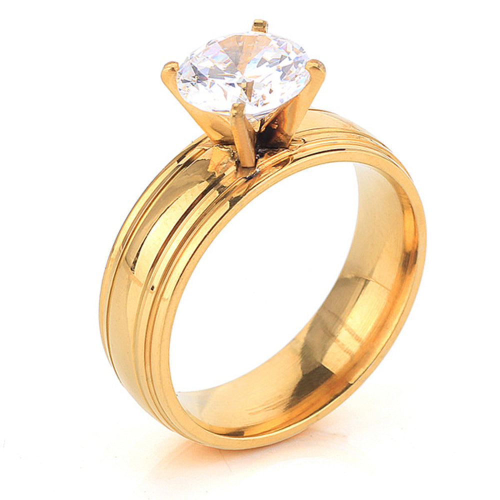 Damen Ring aus hochwertigem Edelstahl mit großem Zirkonia-Shop Nory