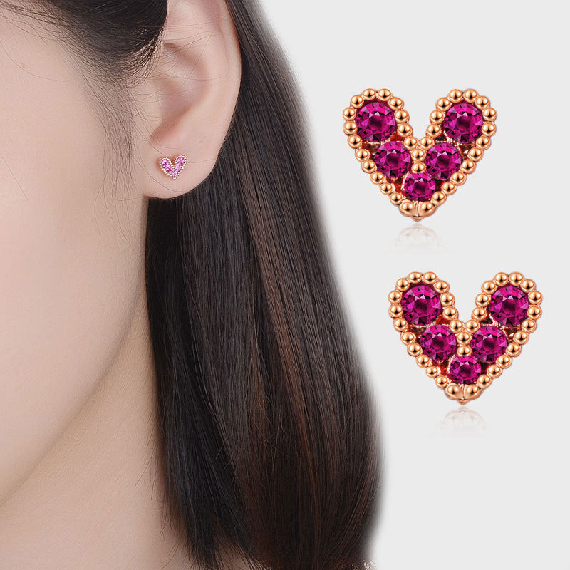 Damen Ohrstecker mit kunstvollem Herzdesign und funkelnden Kristallen Shop Nory
