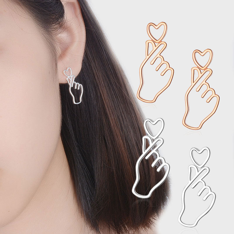 Damen Ohrringe mit modernem Herz- und Handdesign Shop Nory