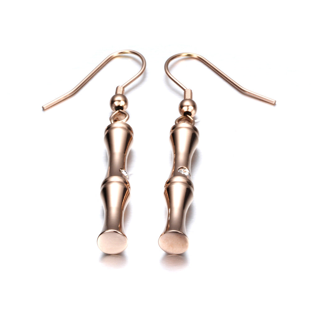 Damen Ohrhänger mit stilvollem Bambusdesign und funkelndem Kristall Shop Nory