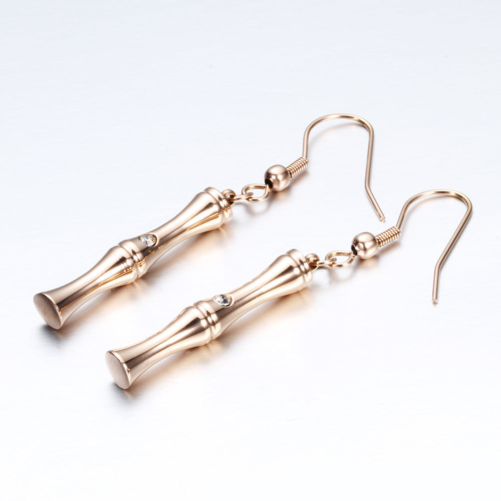 Damen Ohrhänger mit stilvollem Bambusdesign und funkelndem Kristall Shop Nory