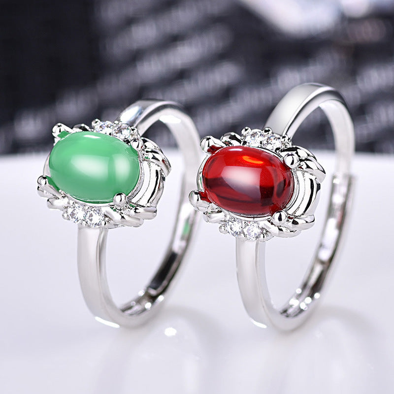 Damenring mit elegantem rotem Stein und funkelndem Zirkonia-Besatz Shop Nory