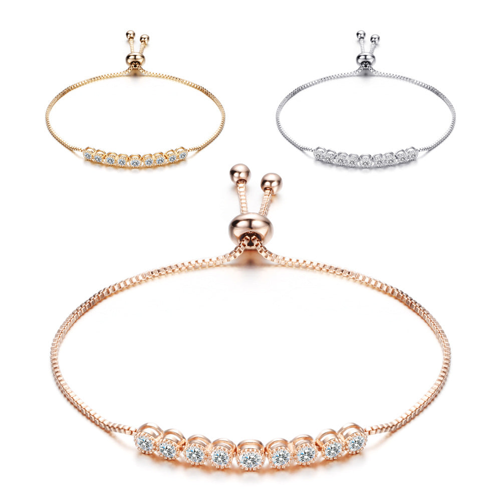 Damen Armband mit funkelnden Zirkonia-Steinen und verstellbarem Zugverschluss Shop Nory