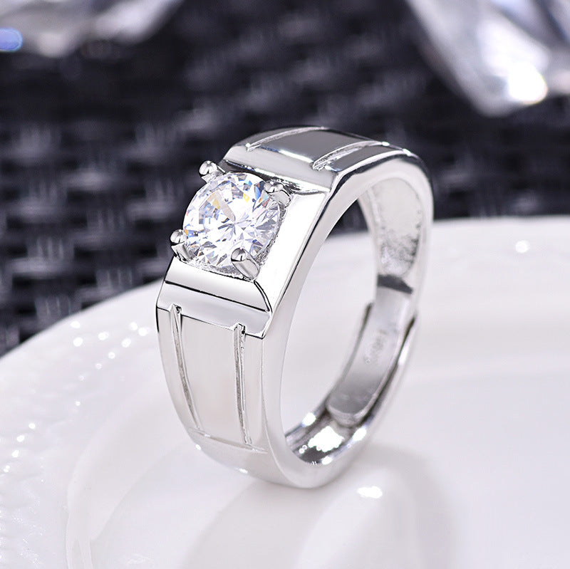 Herrenring mit modernem, dekorativem Design und funkelndem Zirkonia Shop Nory