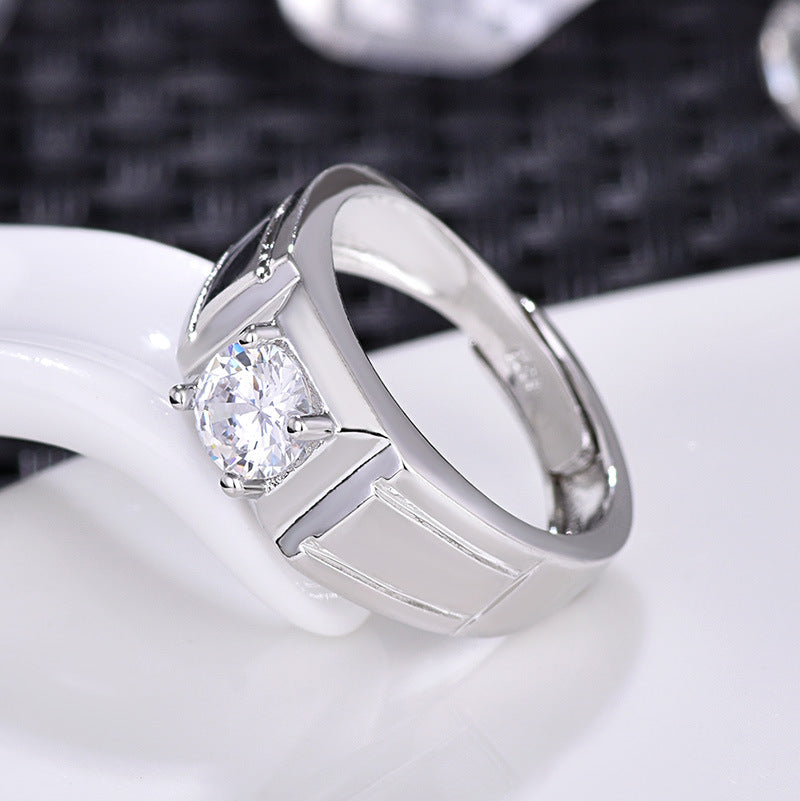 Herrenring mit modernem, dekorativem Design und funkelndem Zirkonia Shop Nory