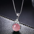 Damen Halskette mit rosa Quarz-Anhänger und funkelndem Zirkonia-Besatz Shop Nory
