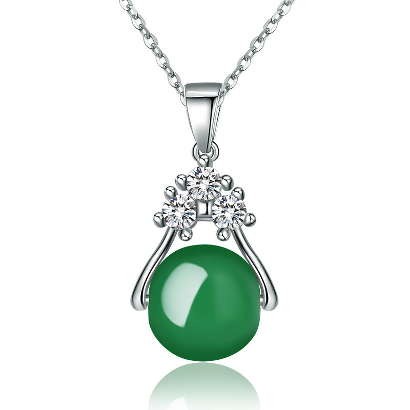 Damen Halskette mit rosa Quarz-Anhänger und funkelndem Zirkonia-Besatz Shop Nory