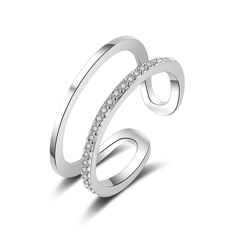 Damen Offener Ring mit funkelndem Zirkonia-Besatz Shop Nory