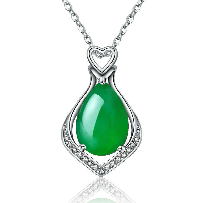 Damen Designer-Halskette mit grünem Jade-Anhänger Shop Nory