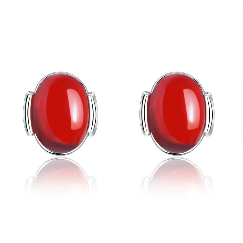 Damen elegante Ohrstecker mit grünem jadeartigem Stein und hochwertigem Silberrahmen Shop Nory