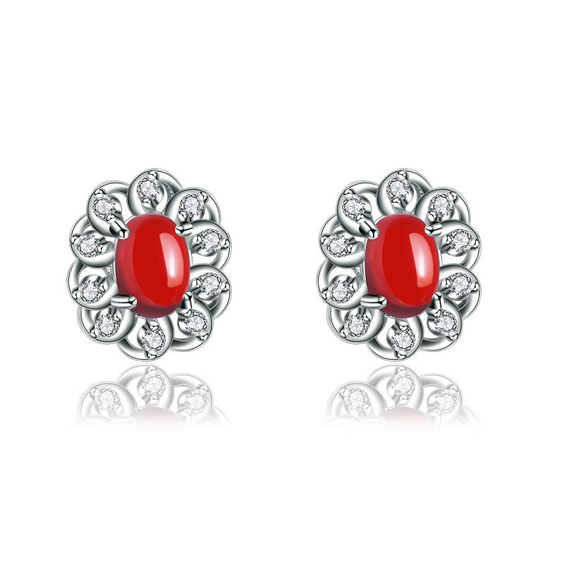 Damen Ohrstecker mit hochwertigem Jade-Element und funkelnden Zirkonia Shop Nory