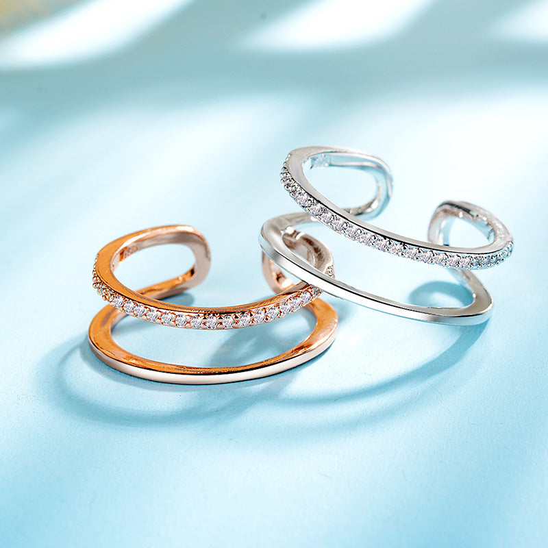 Damen Offener Ring mit funkelndem Zirkonia-Besatz Shop Nory