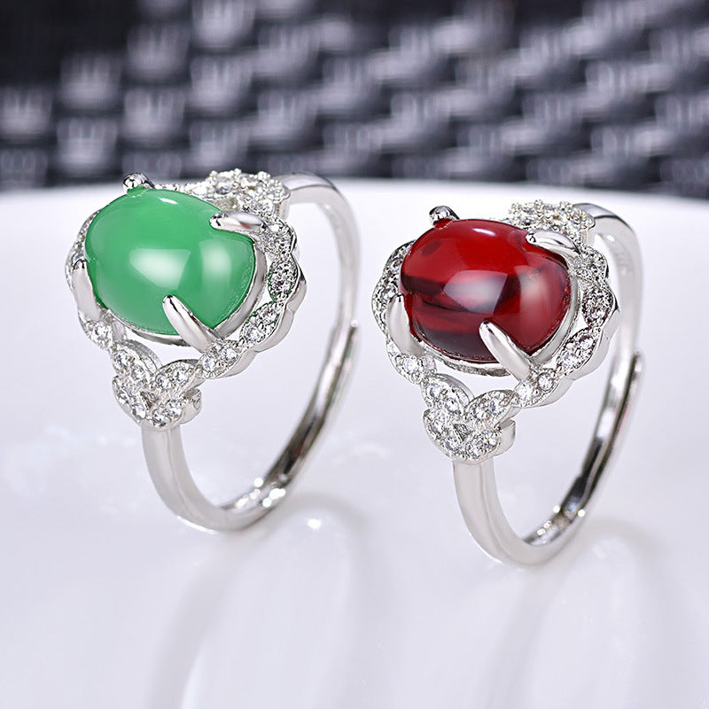 Damenring mit elegantem Jade-Edelstein und funkelndem Zirkonia-Besatz Shop Nory