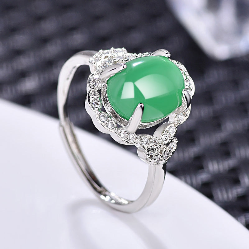 Damenring mit elegantem Jade-Edelstein und funkelndem Zirkonia-Besatz Shop Nory