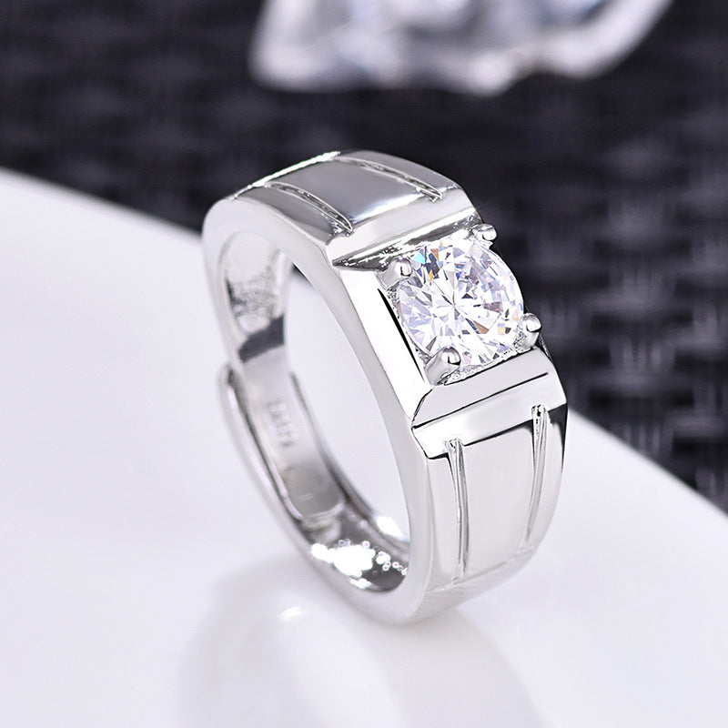 Herrenring mit modernem, dekorativem Design und funkelndem Zirkonia Shop Nory