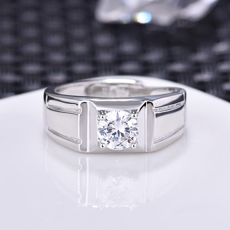 Herrenring mit modernem, dekorativem Design und funkelndem Zirkonia Shop Nory