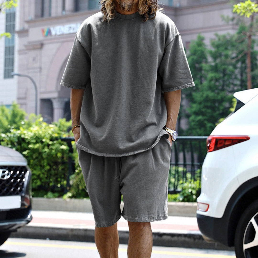 Lockeres T-Shirt Shorts einfarbiges Set