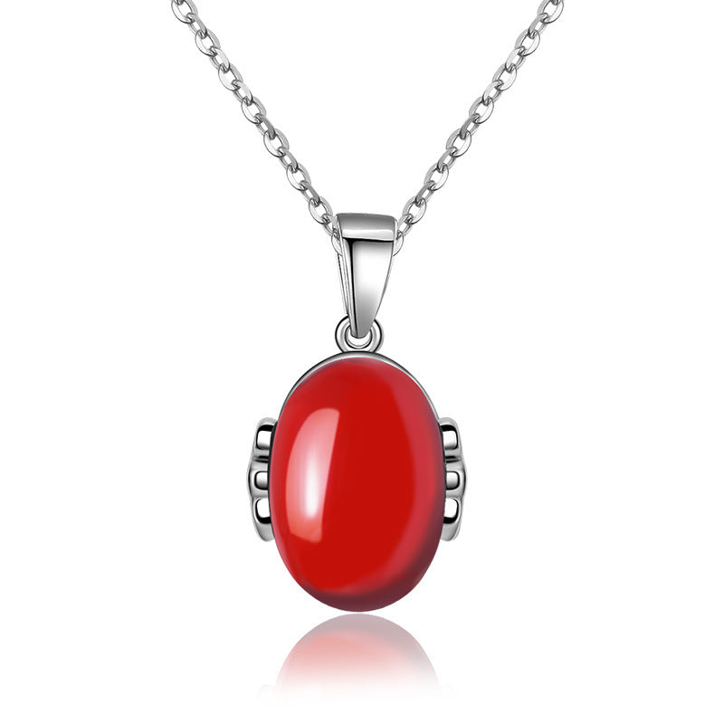Damen Halskette mit hochwertigem Jade-Anhänger und detaillierter Silberfassung Shop Nory