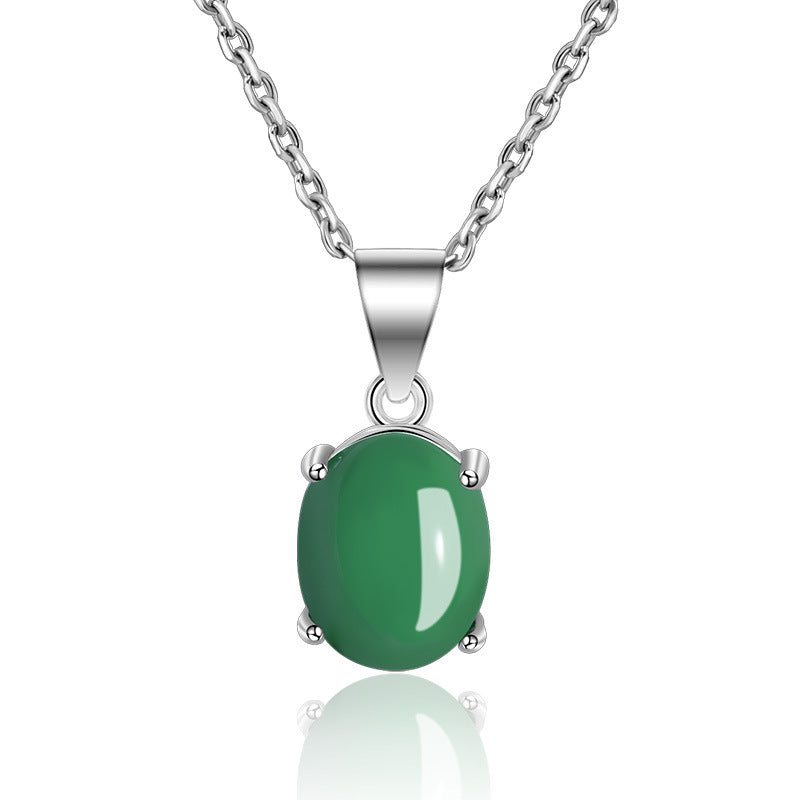 Damen Halskette mit hochwertigem grünen Jade-Anhänger und elegantem Silberdesign Shop Nory