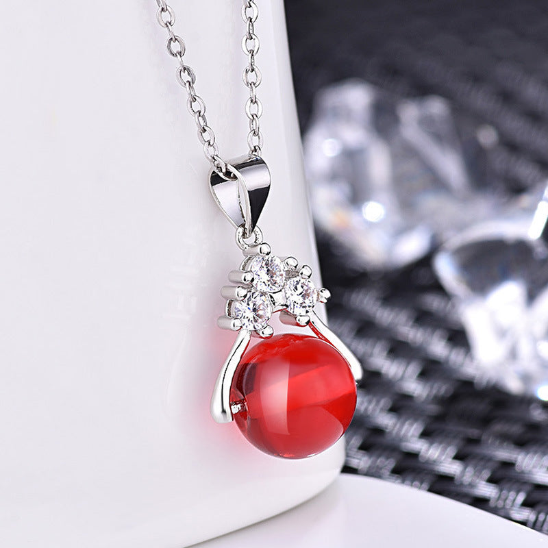 Damen Halskette mit rosa Quarz-Anhänger und funkelndem Zirkonia-Besatz Shop Nory