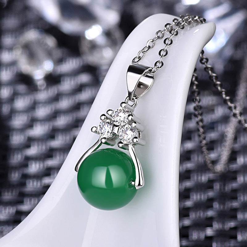 Damen Halskette mit rosa Quarz-Anhänger und funkelndem Zirkonia-Besatz Shop Nory