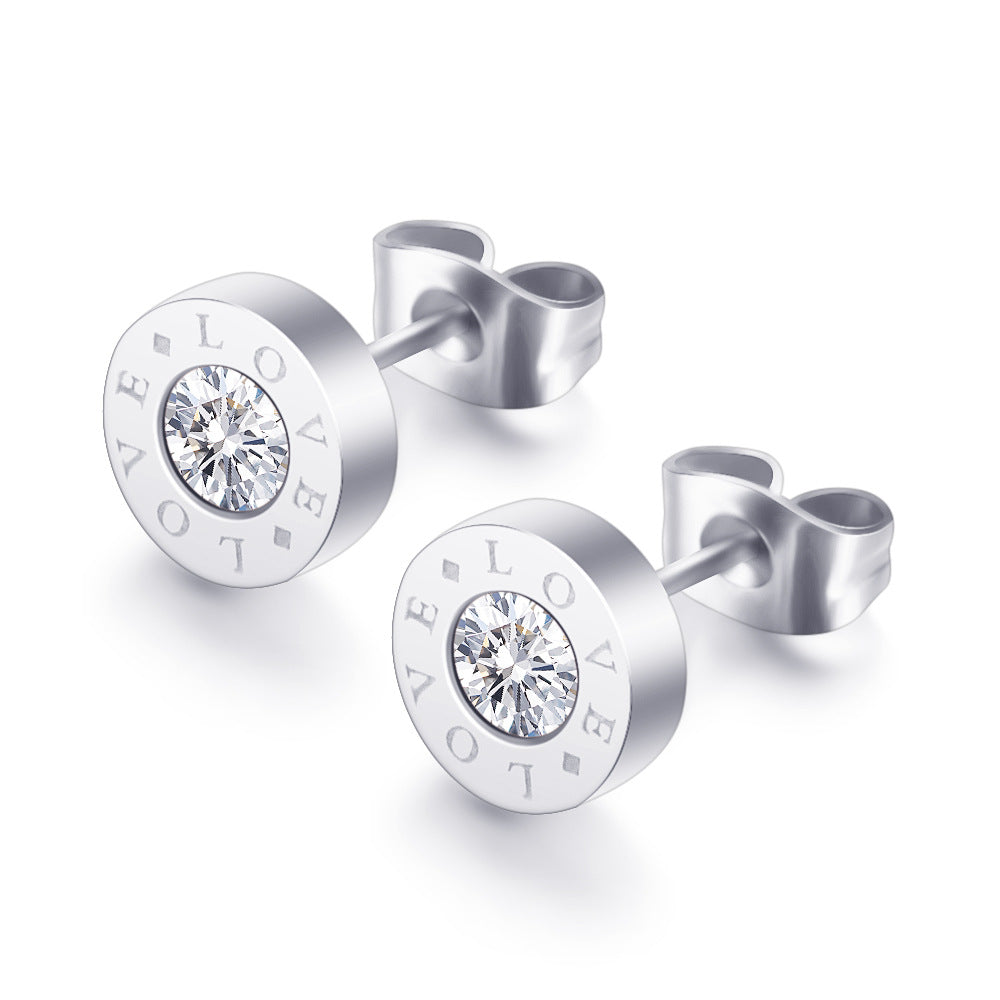 Damen Ohrstecker mit elegantem LOVE-Motiv und funkelndem Kristall Shop Nory