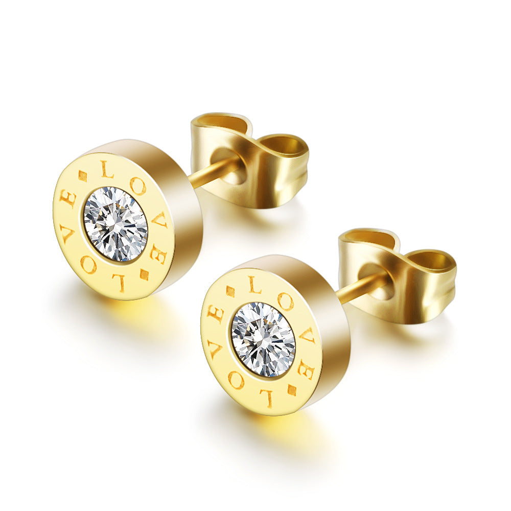 Damen Ohrstecker mit elegantem LOVE-Motiv und funkelndem Kristall Shop Nory