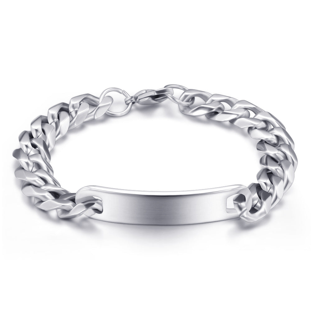 Herren Armband mit modernem Gliederdesign und gravierbarem Plättchen Shop Nory