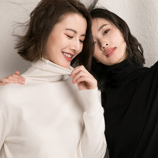Damen leichter Feinstrick-Rollkragenpullover mit schmalem Schnitt Shop Nory