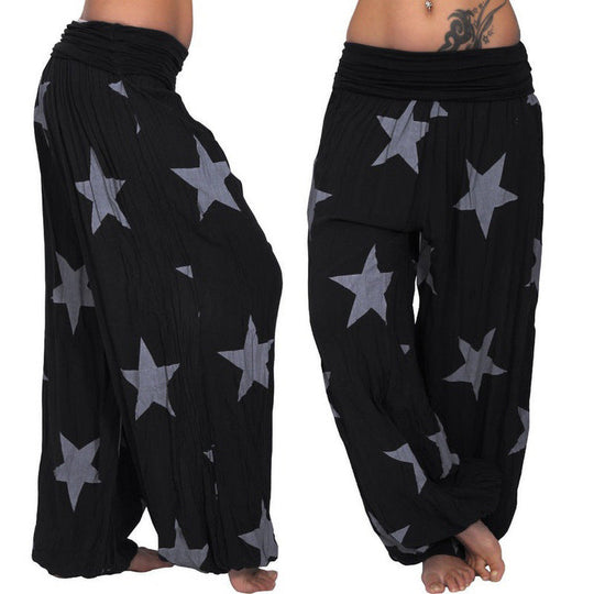 Damen lässige Palazzo-Hose mit Sternenmotiv Shopnory