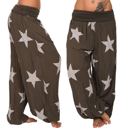 Damen lässige Palazzo-Hose mit Sternenmotiv Shopnory