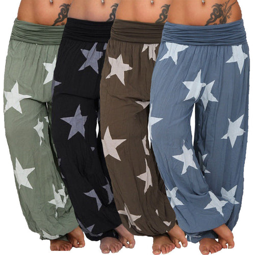 Damen lässige Palazzo-Hose mit Sternenmotiv Shopnory