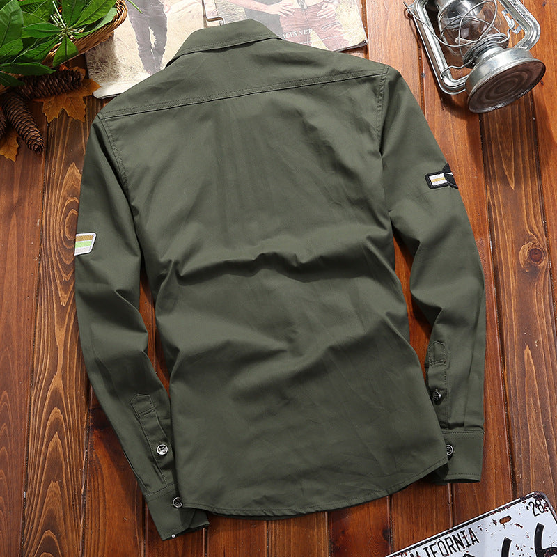 Herren Utility-Hemdjacke aus leichtem Baumwollcanvas mit Rollärmeln und Brustpattentaschen Shop Nory