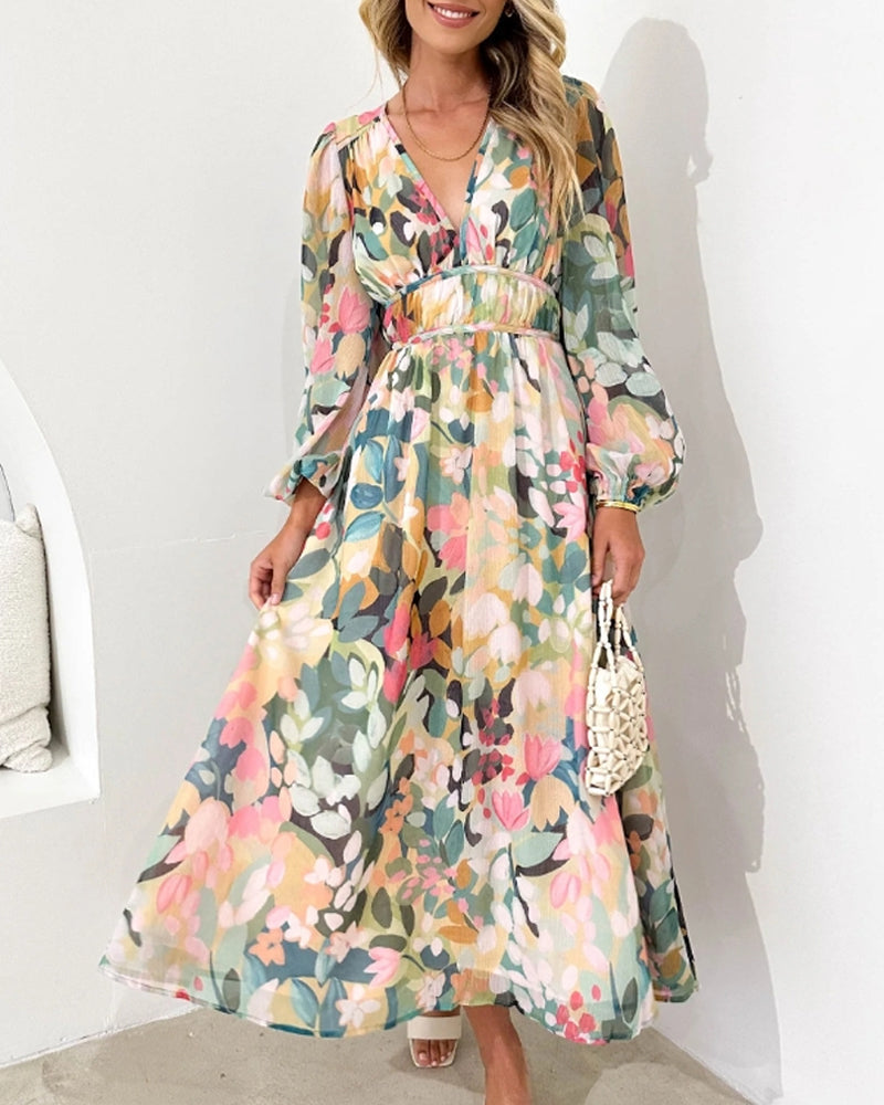 Boho Blumen Maxi Kleid