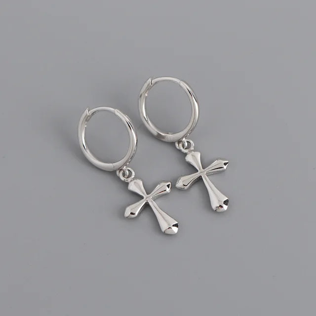 Sterling Silber Kreuz Drop Charm Ohrringe | Shop Nory