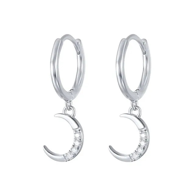 Sterling Silber 925 Kristall Mond Tropfen Charme Ohrringe | Shop Nory