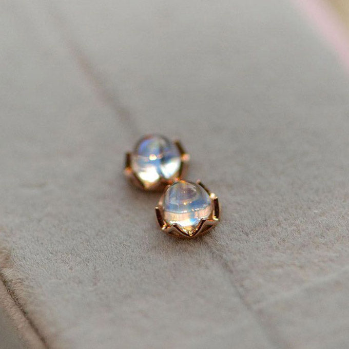 925 Sterling Silber 14K Gold plattiert Einfache blaue Mondsteine Ohrringe | Shop Nory