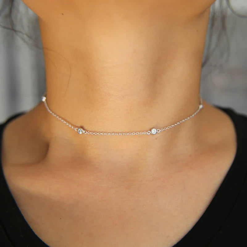 925 Sterlingsilber Minimal Zircon Choker | Shop Nory