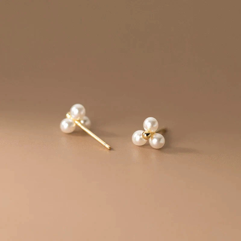 925 Sterling Silber Synthetische Perlen Stecker Ohrringe | Shop Nory