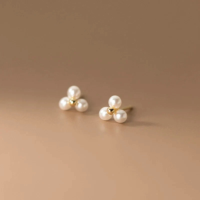 925 Sterling Silber Synthetische Perlen Stecker Ohrringe | Shop Nory