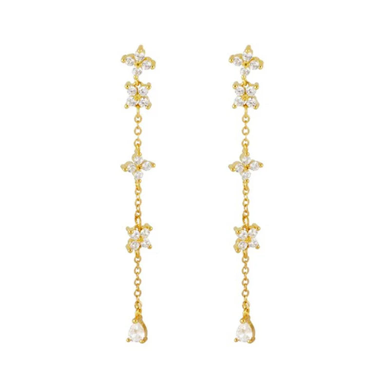 Lange Quasten-Zirkon-Kreuz-Ohrringe | Shop Nory