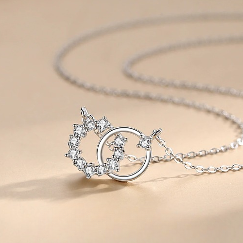 925 Sterling Silber Doppel Pendant Halskette | Shop Nory