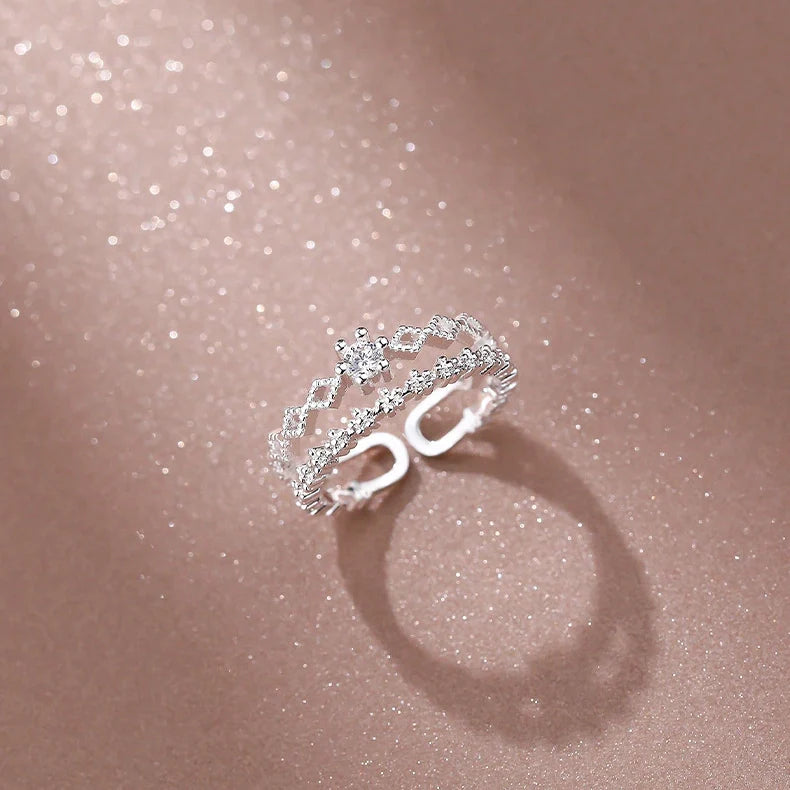 925 Sterlingsilber Weiß Zirkon Krone Ring | Shop Nory