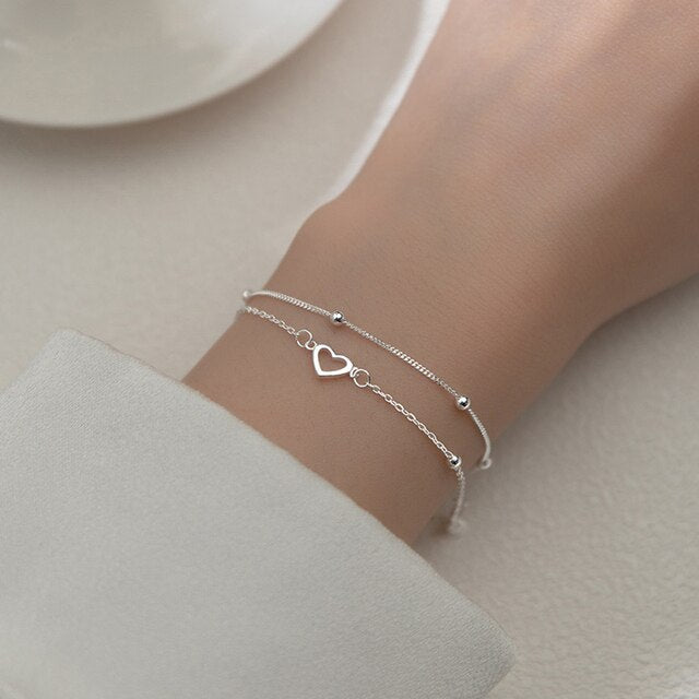 Doppelschichtige Hohles Herzarmband | Shop Nory