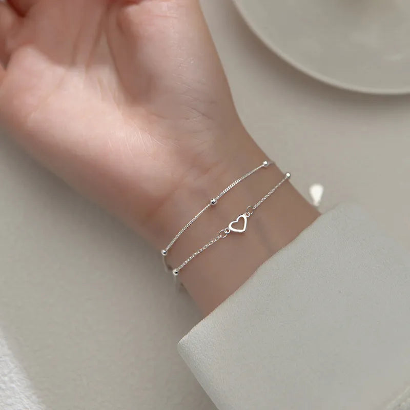 Doppelschichtige Hohles Herzarmband | Shop Nory