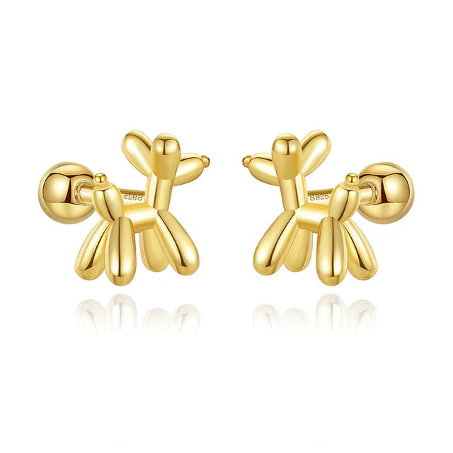 925 Sterling Silver Süßes Tier Hund Schraubstecker Ohrringe | Shop Nory