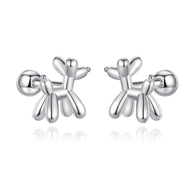 925 Sterling Silver Süßes Tier Hund Schraubstecker Ohrringe | Shop Nory